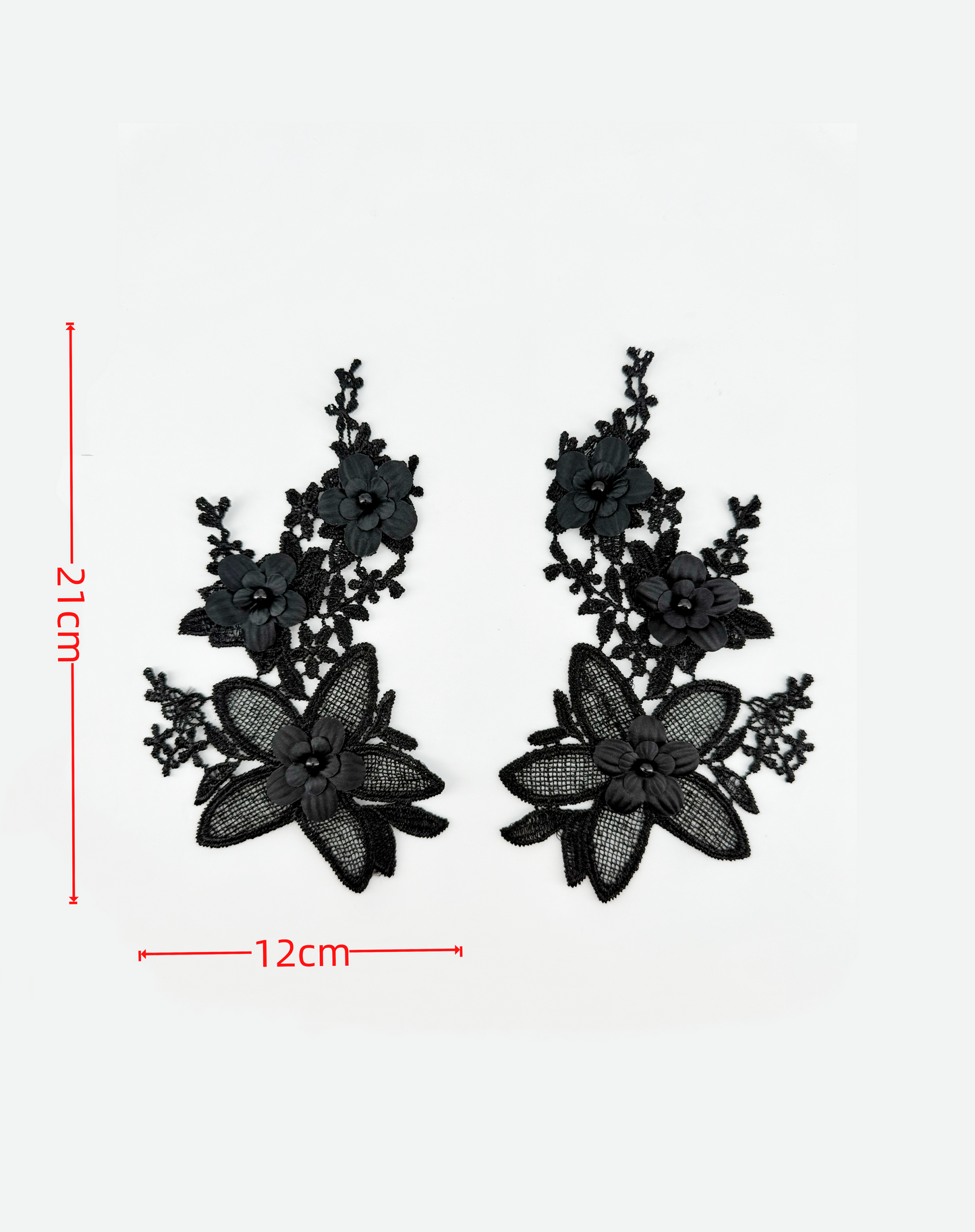 3D Beaded Floral Embroidery Appliqué on Mesh