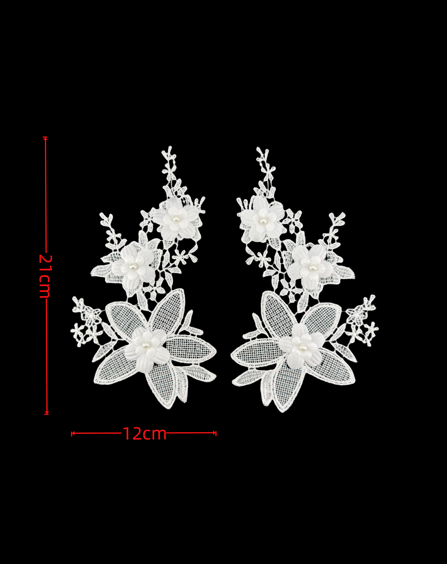3D Beaded Floral Embroidery Appliqué on Mesh