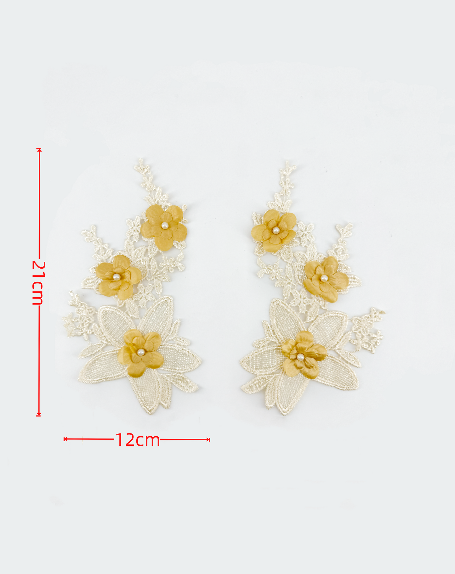 3D Beaded Floral Embroidery Appliqué on Mesh
