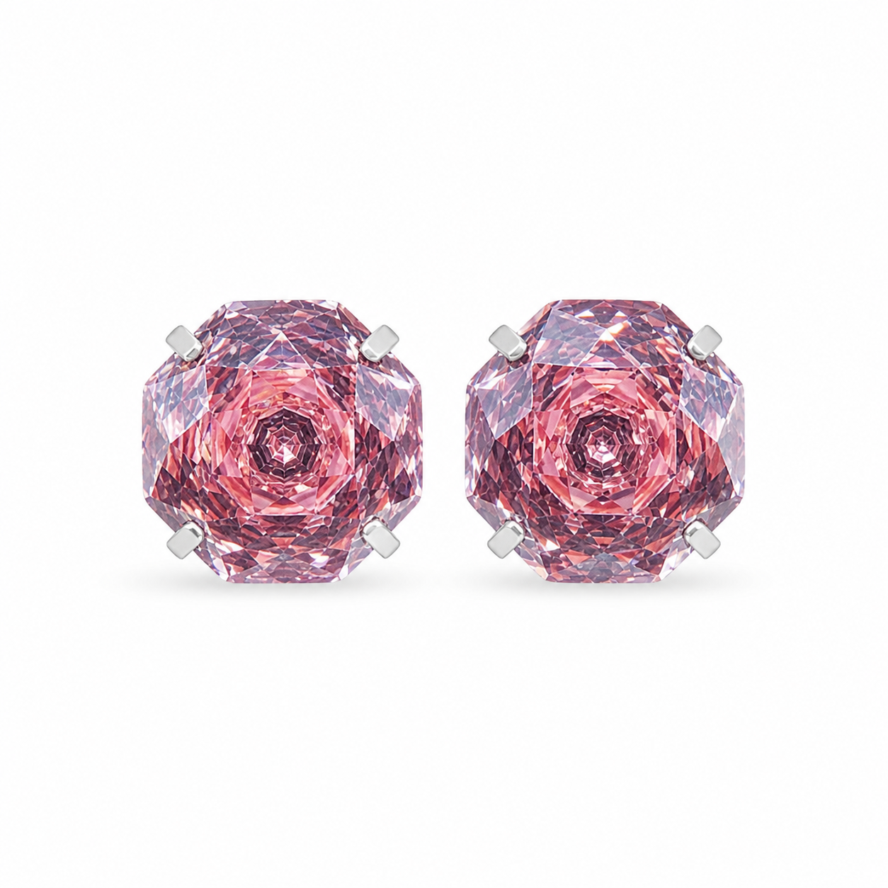 Rose Rose-Cut Zircon Stud Earrings