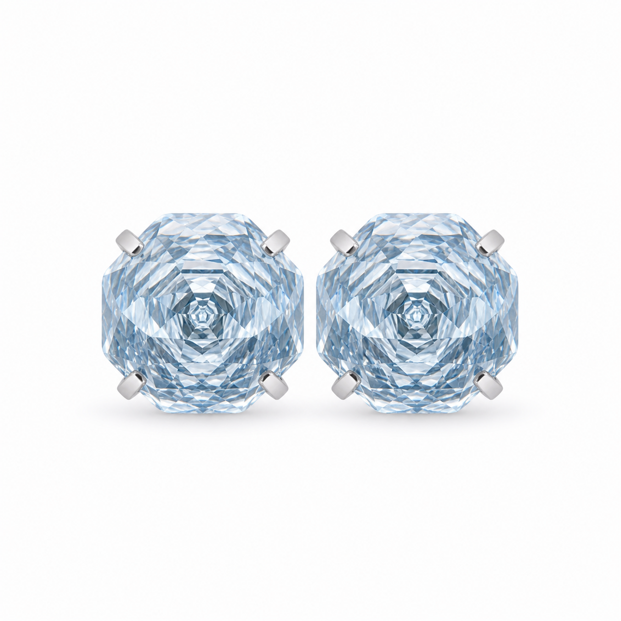 Lt. Sapphire Rose-Cut Zircon Stud Earrings