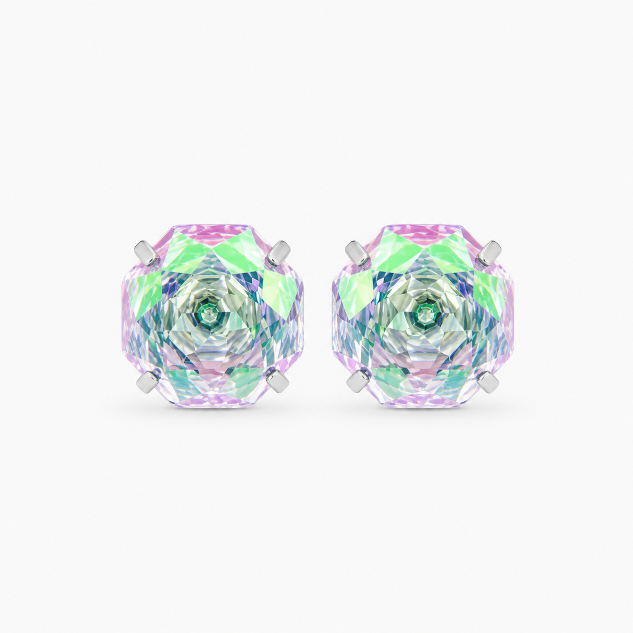 greenish pink Rose-Cut Zircon Stud Earrings