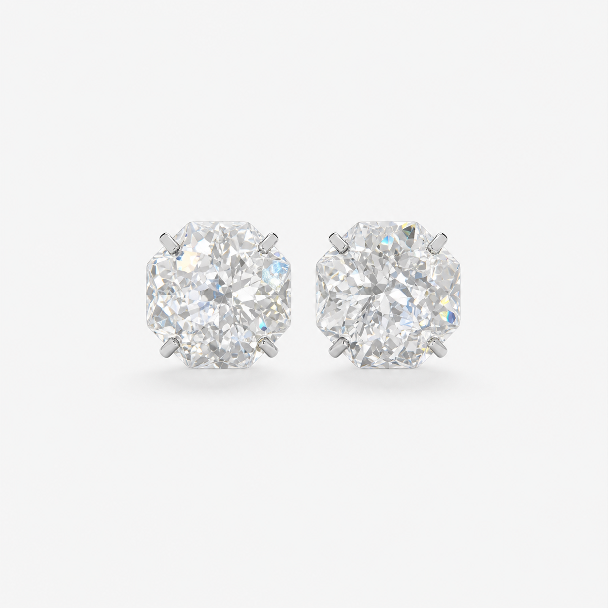 Transparent AB Firework-Cut Zircon Stud Earrings