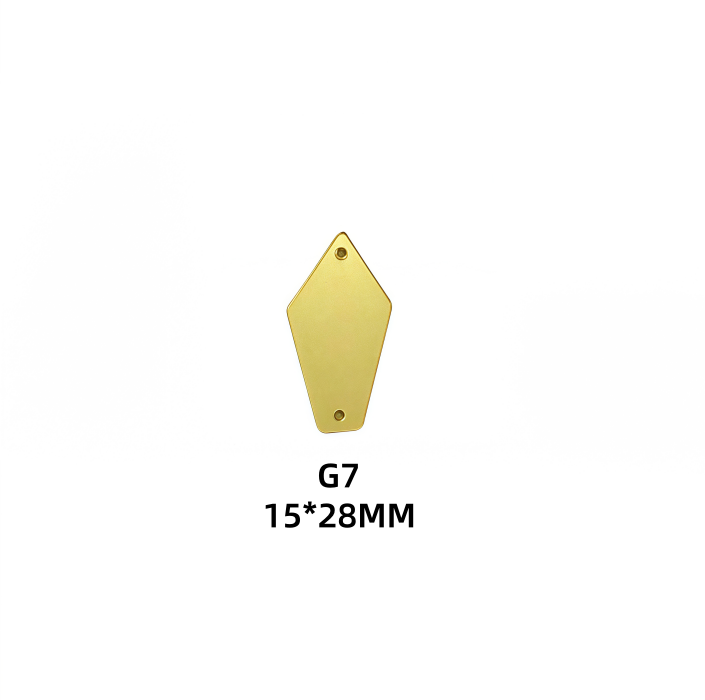 50 PCS Gold Champange Colour Acrylic Mirror Sew On Rhinestones
