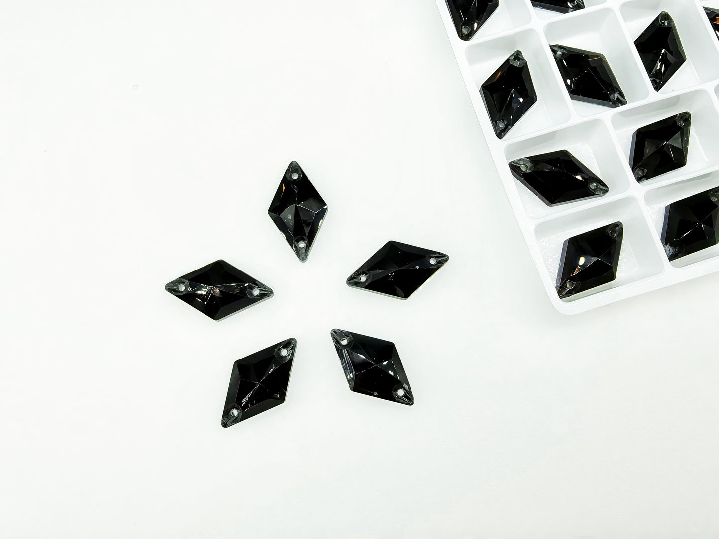 Jet Black AAA Glass Rhombus Shapes