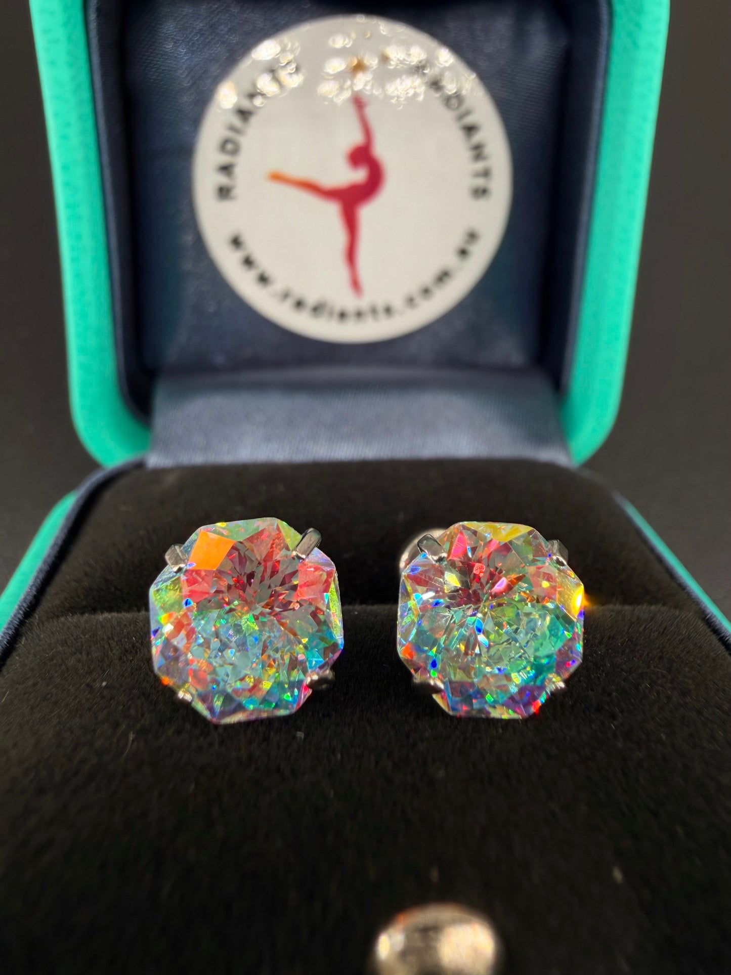 Crystal AB Firework-Cut Zircon Stud Earrings