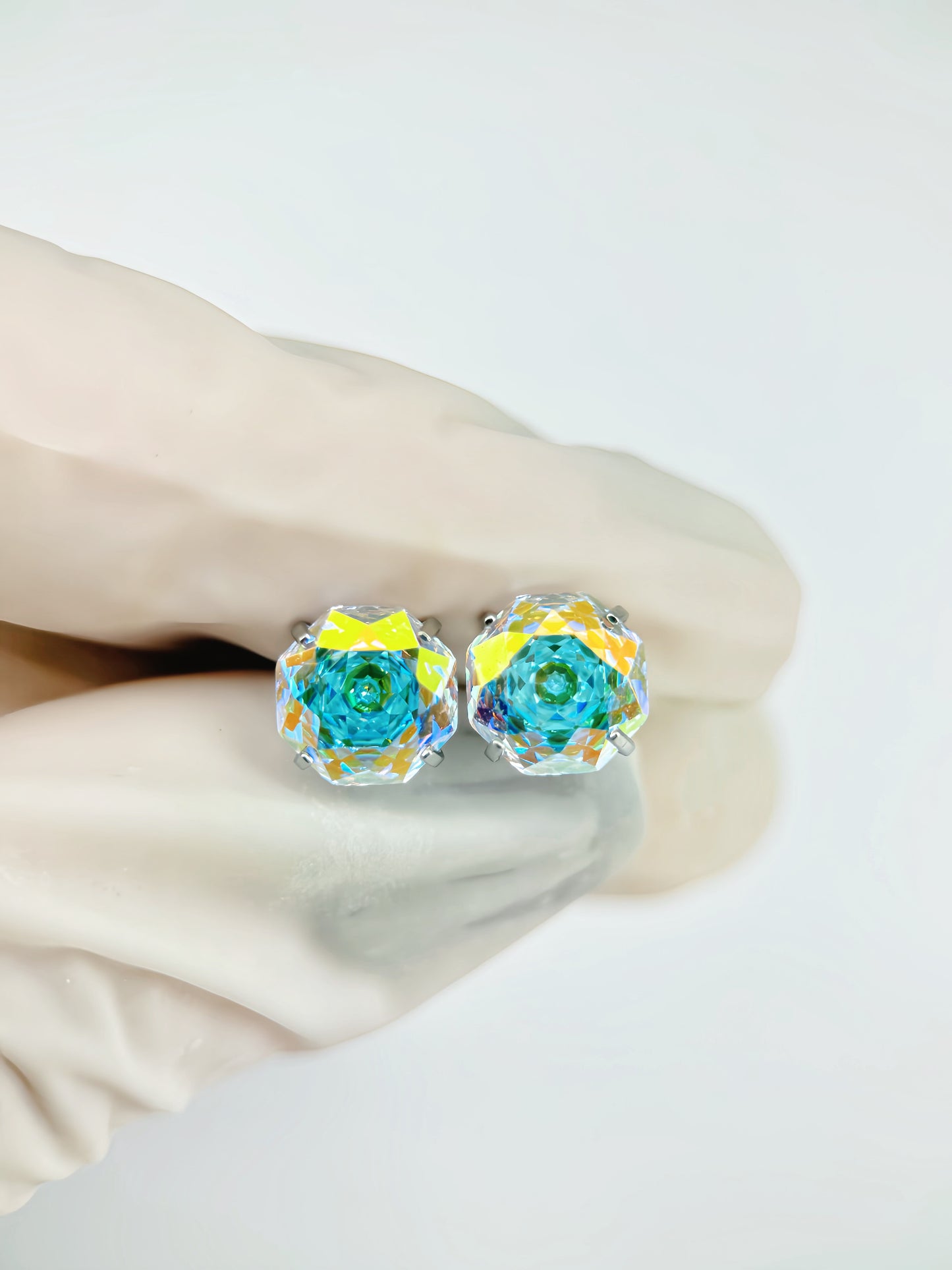 northern lights Rose-Cut Zircon Stud Earrings