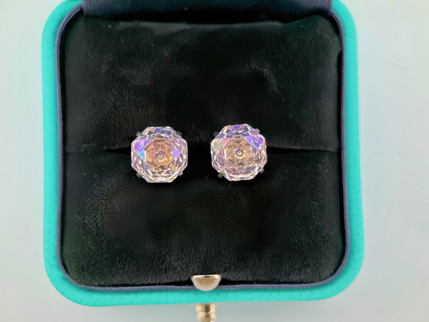 pinkish purple Rose-Cut Zircon Stud Earrings