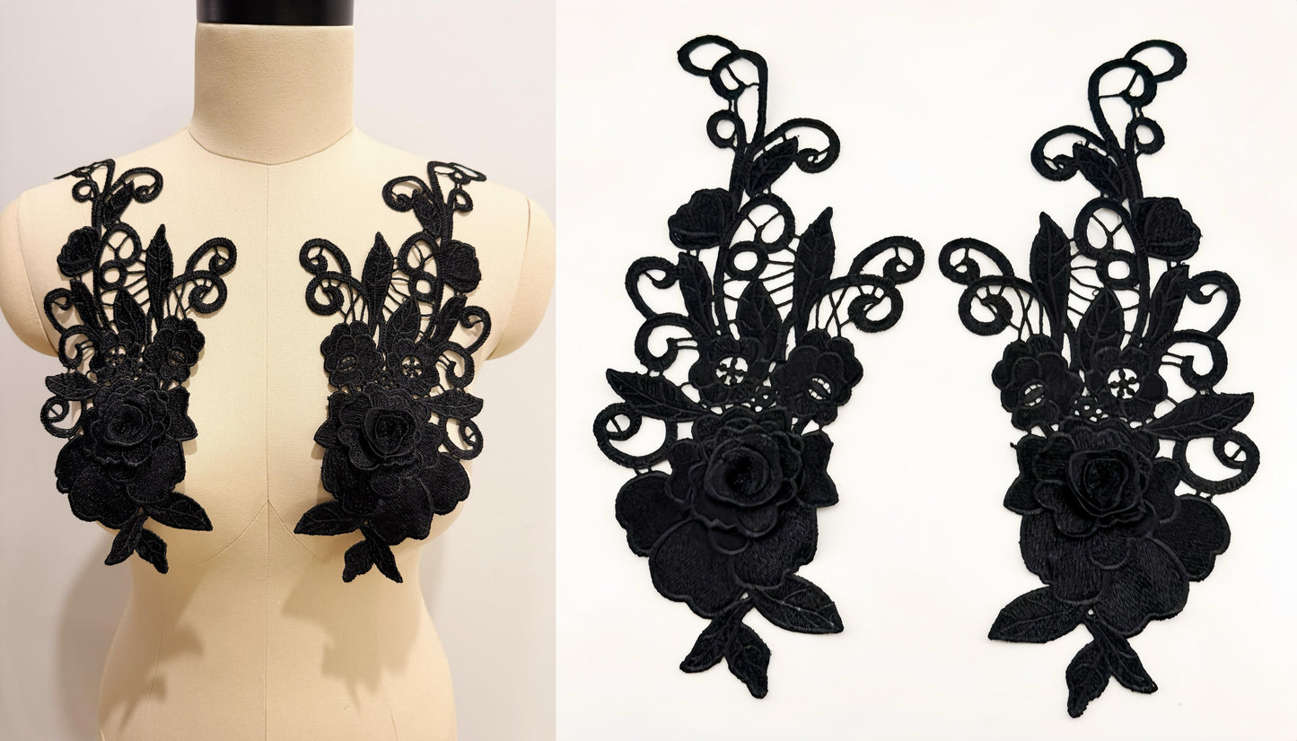 MM026 1 pair 3D color lace applique craft flower patch
