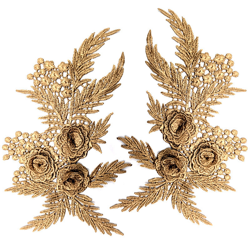 MM023 1 pair 3D color lace applique craft flower patch