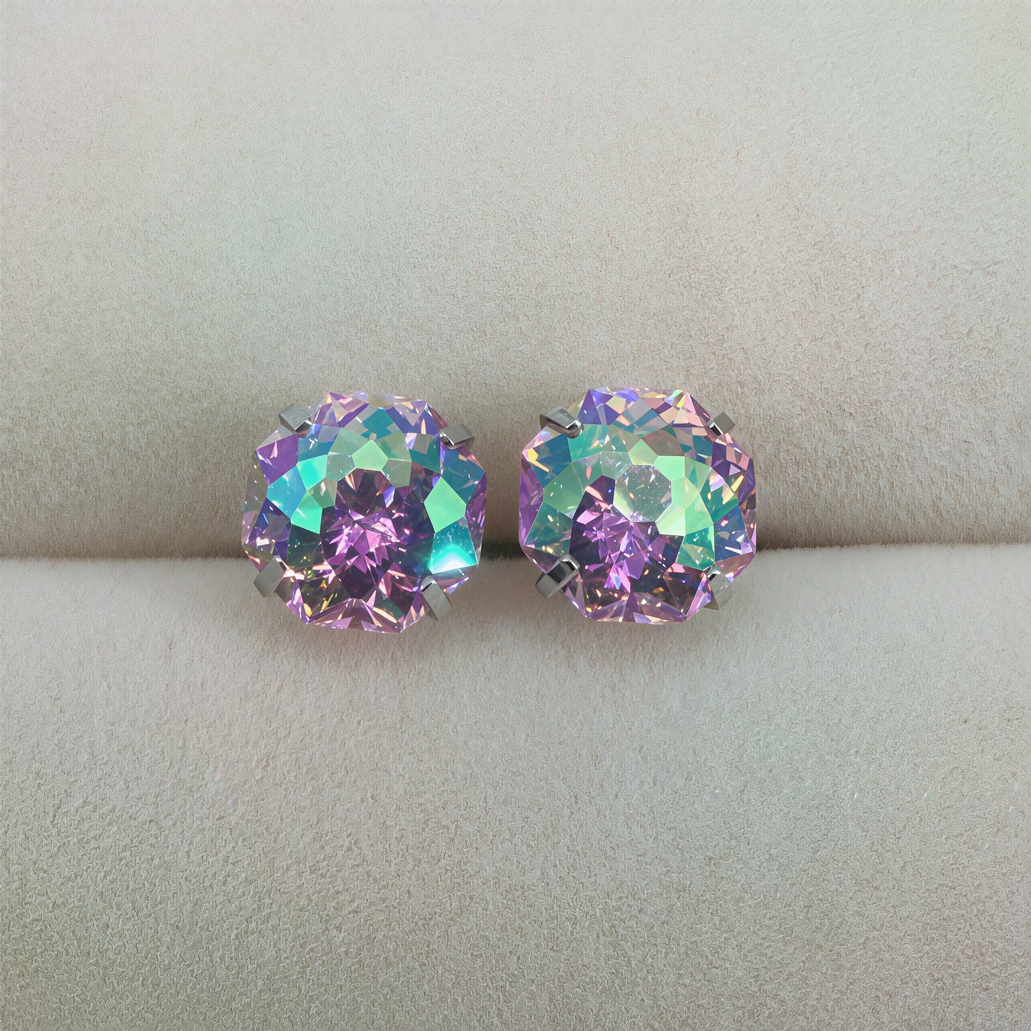 Lilac Glacier AB Firework-Cut Zircon Stud Earrings