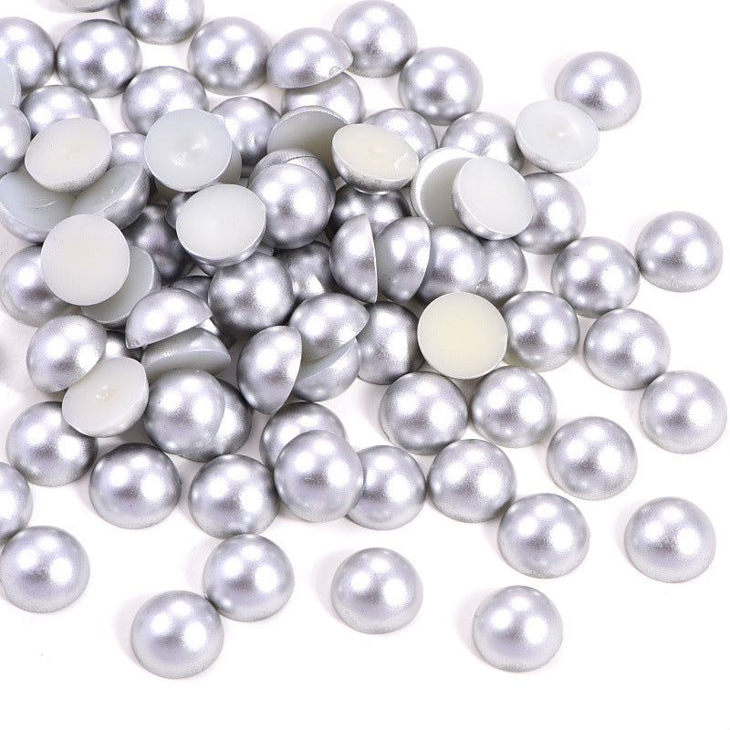 Silver Flatback Half Round Pearl