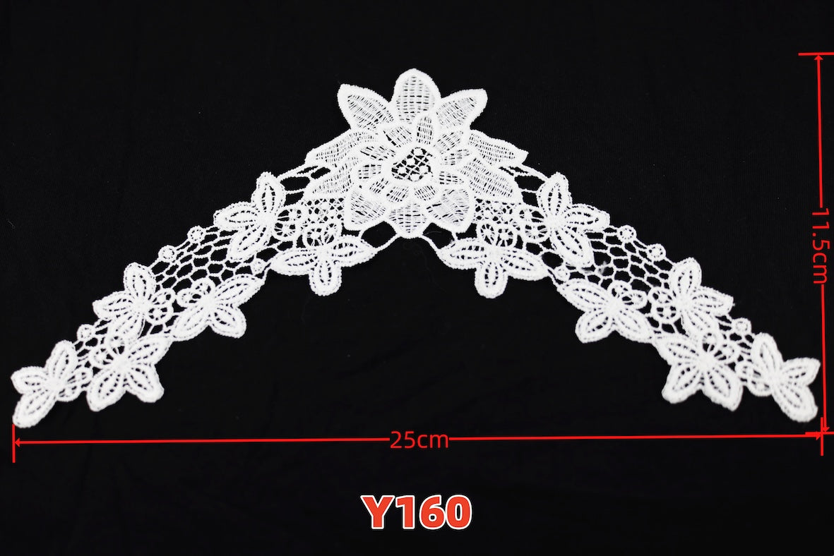 Y160 Glowing Silk Embroidery Collar Water Soluble Lace Necklace 3D Hollow Out Embroidery Fake Necktie For Special Occasions