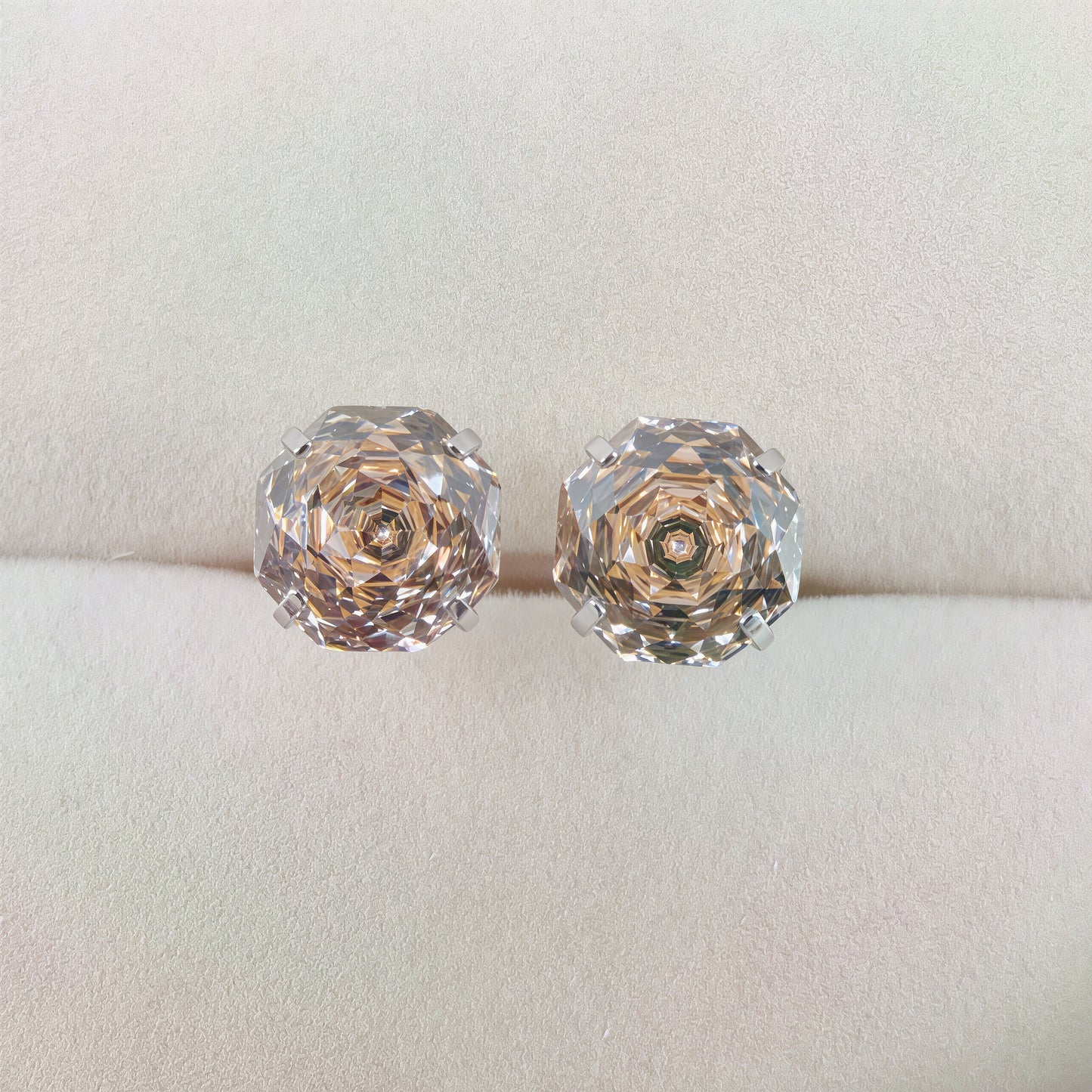 Champagne Rose-Cut Zircon Stud Earrings