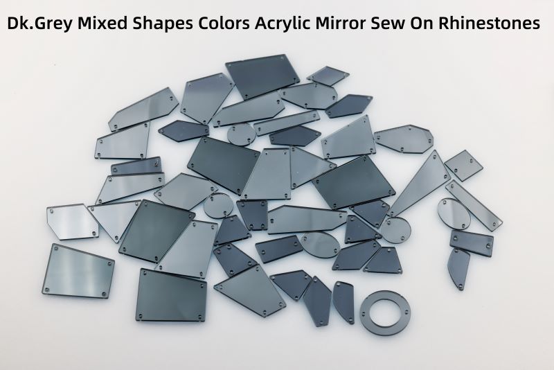mixed shapes colors acrylic mirror sew on rhinestones