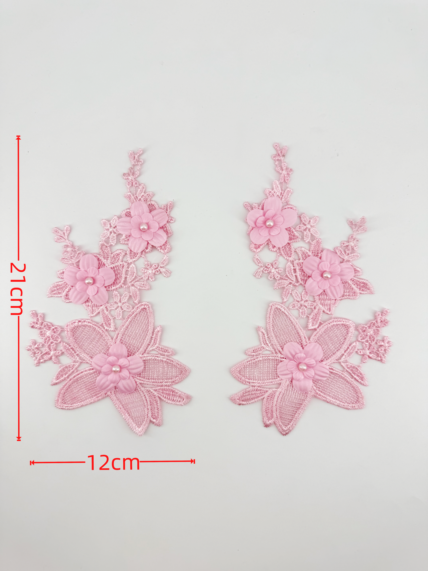 3D Beaded Floral Embroidery Appliqué on Mesh