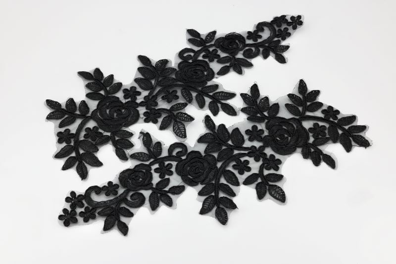 MM005 1Pair Embroidery Flower Lace Applique