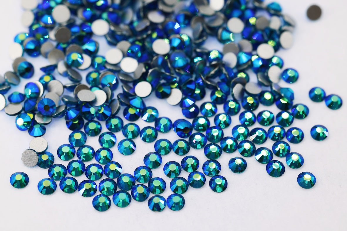 Peacock Blue AB Flatback Non Hotfix Rhinestones