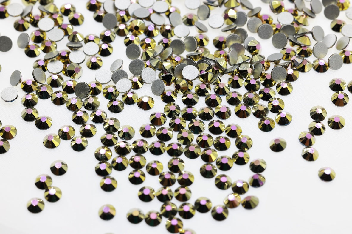 Fuchsia Gold Flatback Non Hotfix Rhinestones