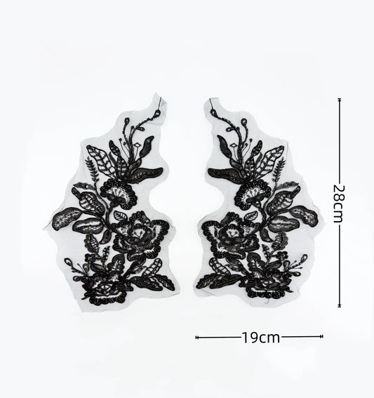 3D Beaded Floral Embroidery Appliqué on Mesh
