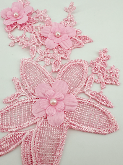 MM027 1 pair 3D color lace applique craft flower patch