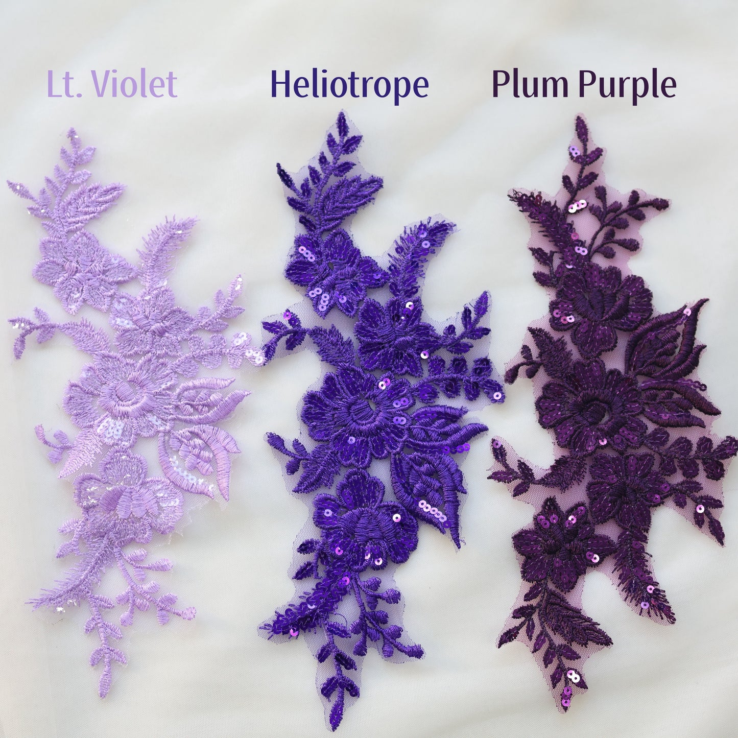 MM033 1 Pair Sequins Lace Flower Embroidered Patch