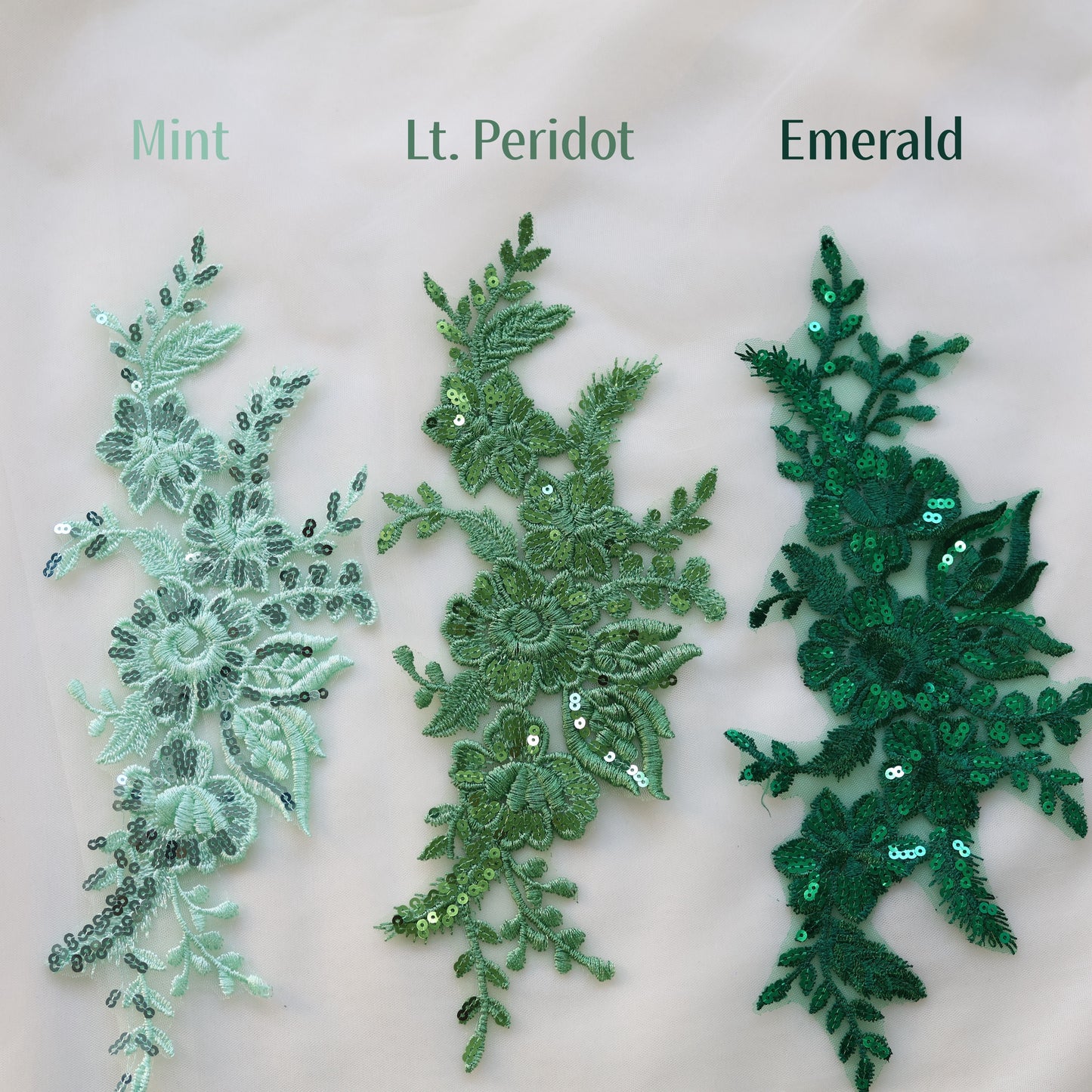 MM033 1 Pair Sequins Lace Flower Embroidered Patch