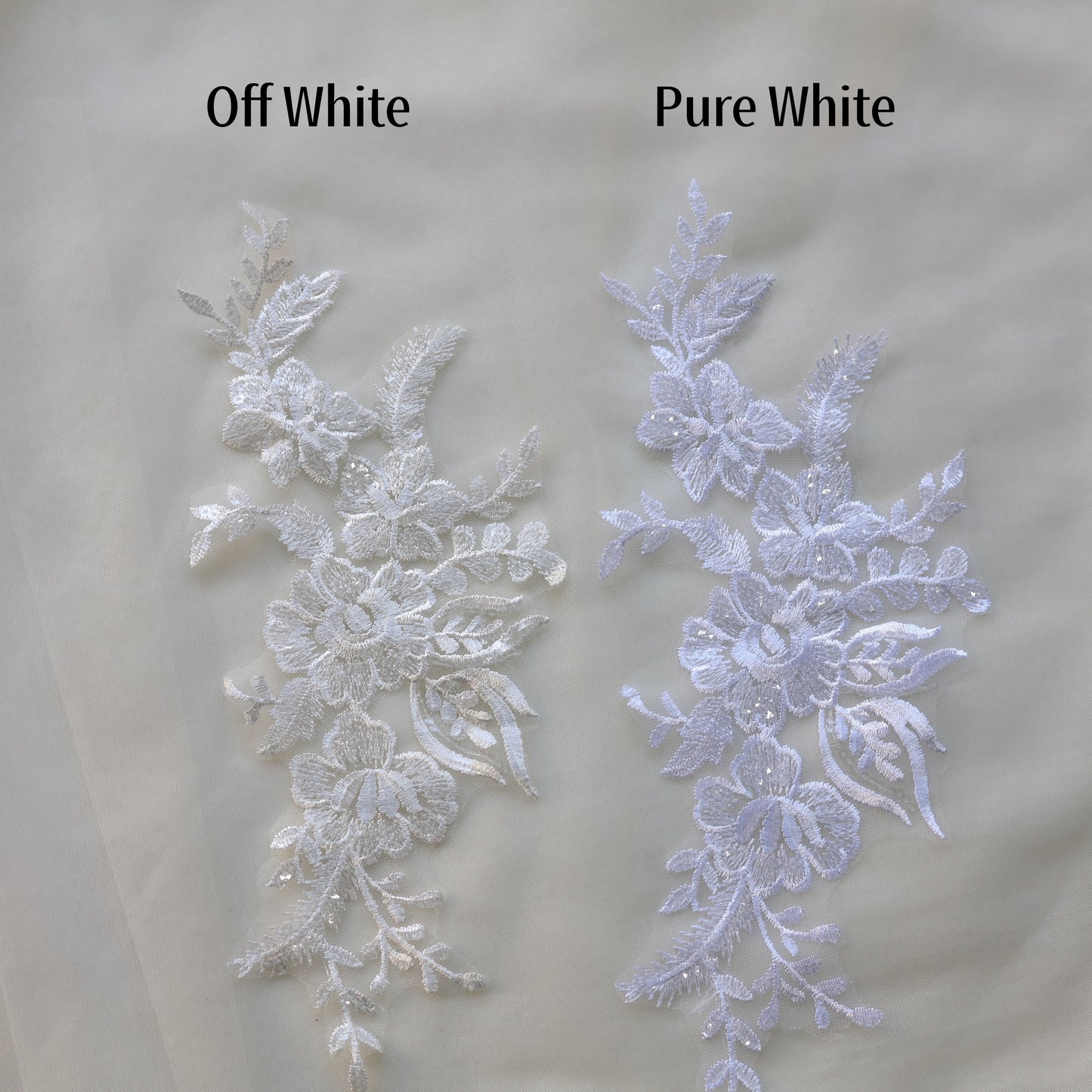 MM033 1 Pair Sequins Lace Flower Embroidered Patch