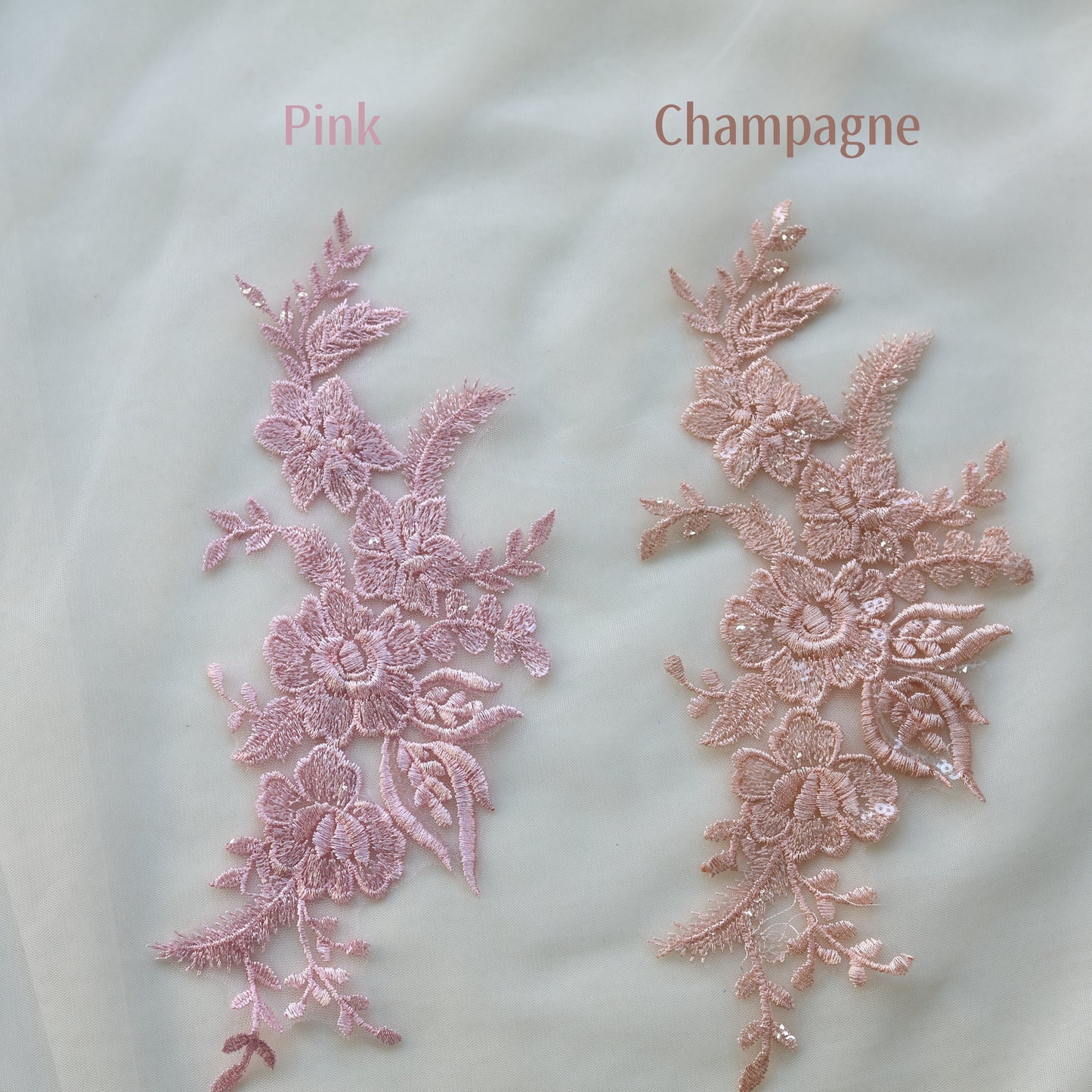 MM033 1 Pair Sequins Lace Flower Embroidered Patch