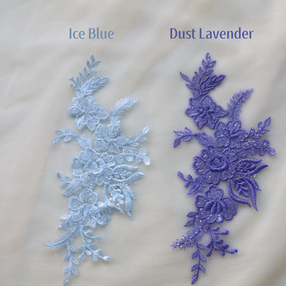 MM033 1 Pair Sequins Lace Flower Embroidered Patch