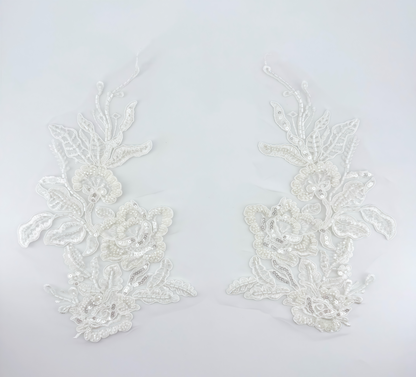 3D Beaded Floral Embroidery Appliqué on Mesh