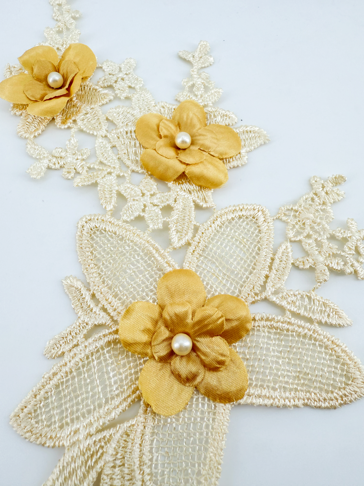 MM027 1 pair 3D color lace applique craft flower patch