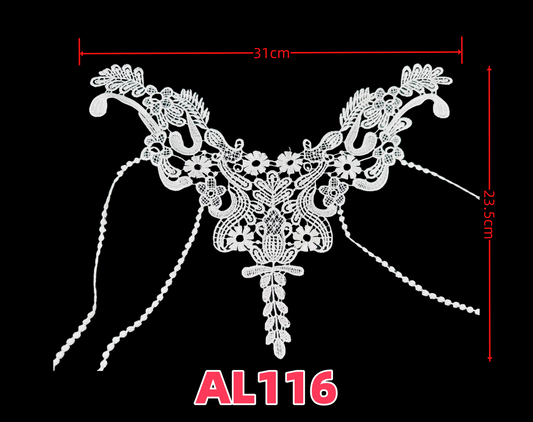 AL116 Glowing Silk Embroidery Collar Water Soluble Lace Necklace 3D Hollow Out Embroidery Fake Necktie For Special Occasions