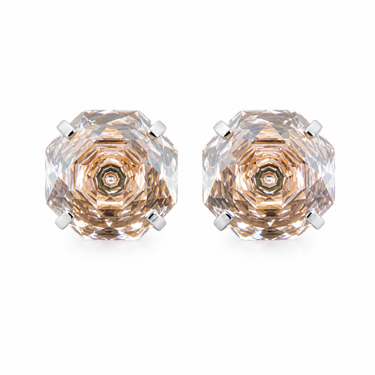 Champagne Rose-Cut Zircon Stud Earrings