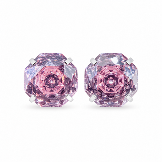 Dk. Pink Rose-Cut Zircon Stud Earrings
