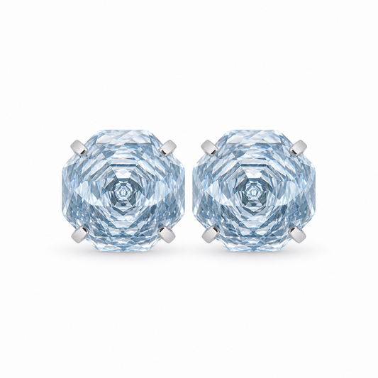 Lt. Sapphire Rose-Cut Zircon Stud Earrings