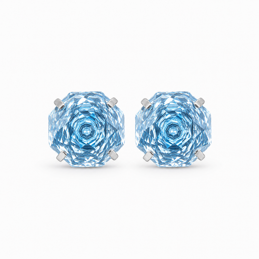Aquamarine Rose-Cut Zircon Stud Earrings