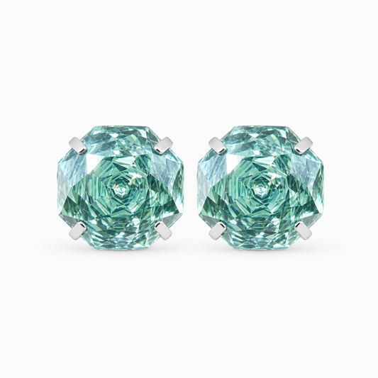 Mint Rose-Cut Zircon Stud Earrings