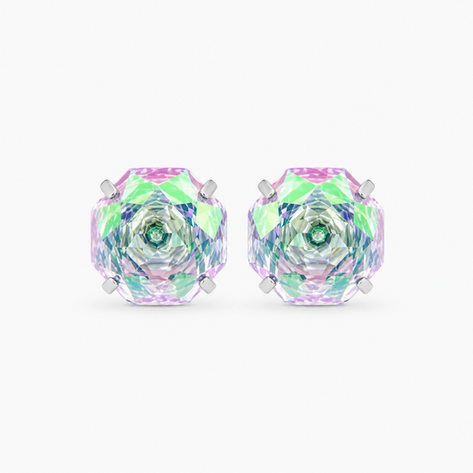 greenish pink Rose-Cut Zircon Stud Earrings