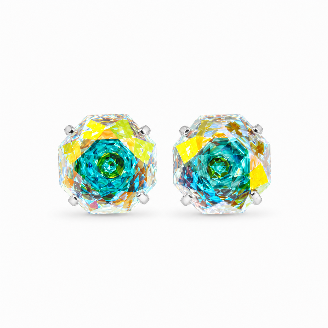 northern lights Rose-Cut Zircon Stud Earrings