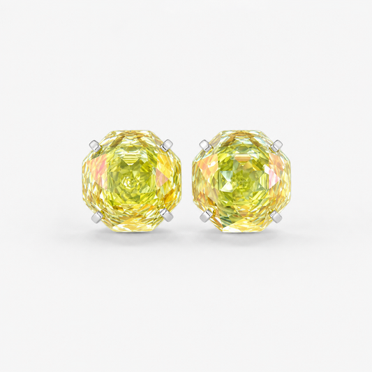 Citrine AB Rose-Cut Zircon Stud Earrings