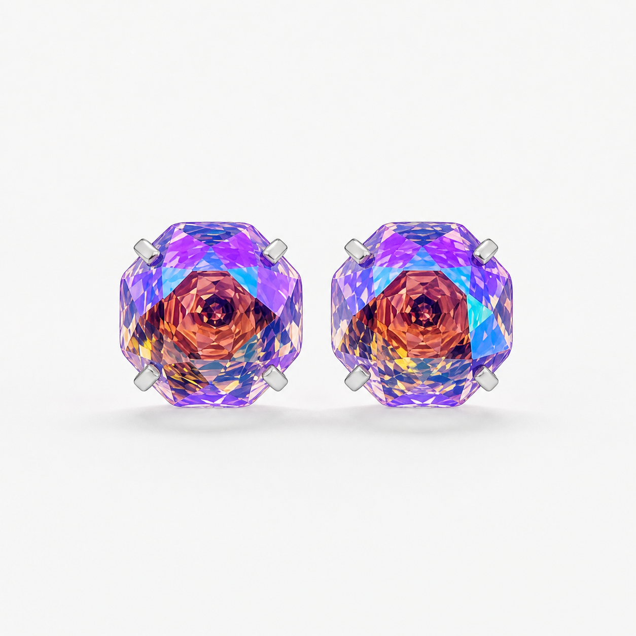 pinkish orange Rose-Cut Zircon Stud Earrings