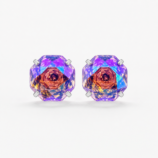 pinkish orange Rose-Cut Zircon Stud Earrings