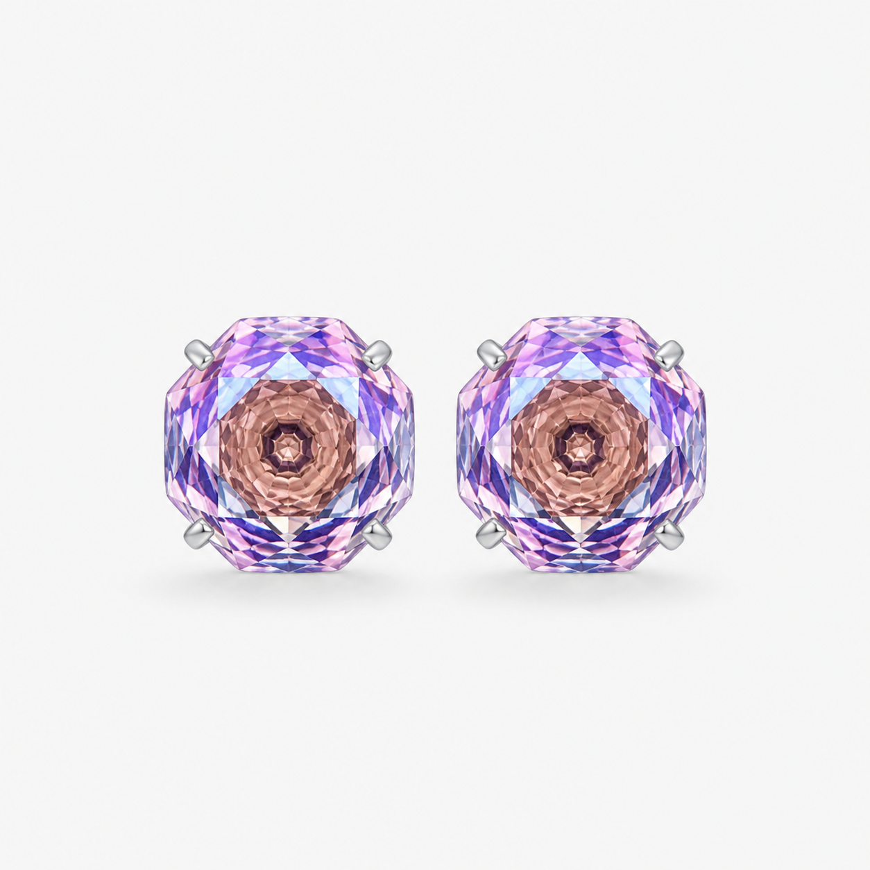 pinkish purple Rose-Cut Zircon Stud Earrings