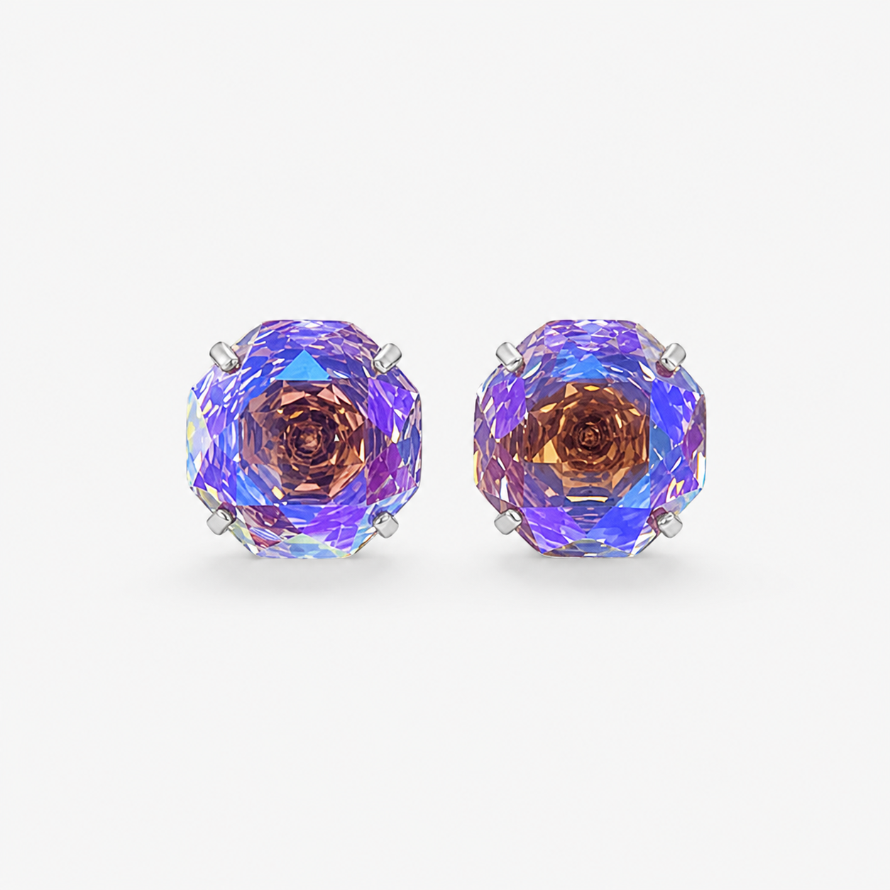 transparent amethyst Rose-Cut Zircon Stud Earrings