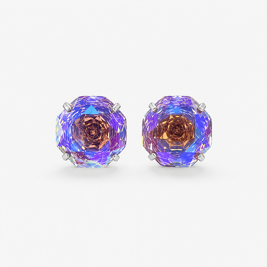 transparent amethyst Rose-Cut Zircon Stud Earrings