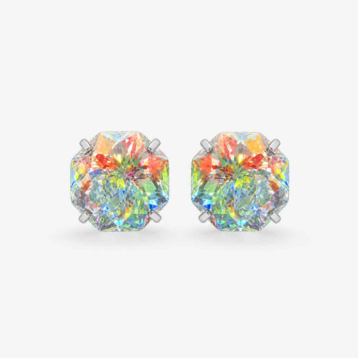 Crystal Kaleidoscope AB Firework-Cut Zircon Stud Earrings