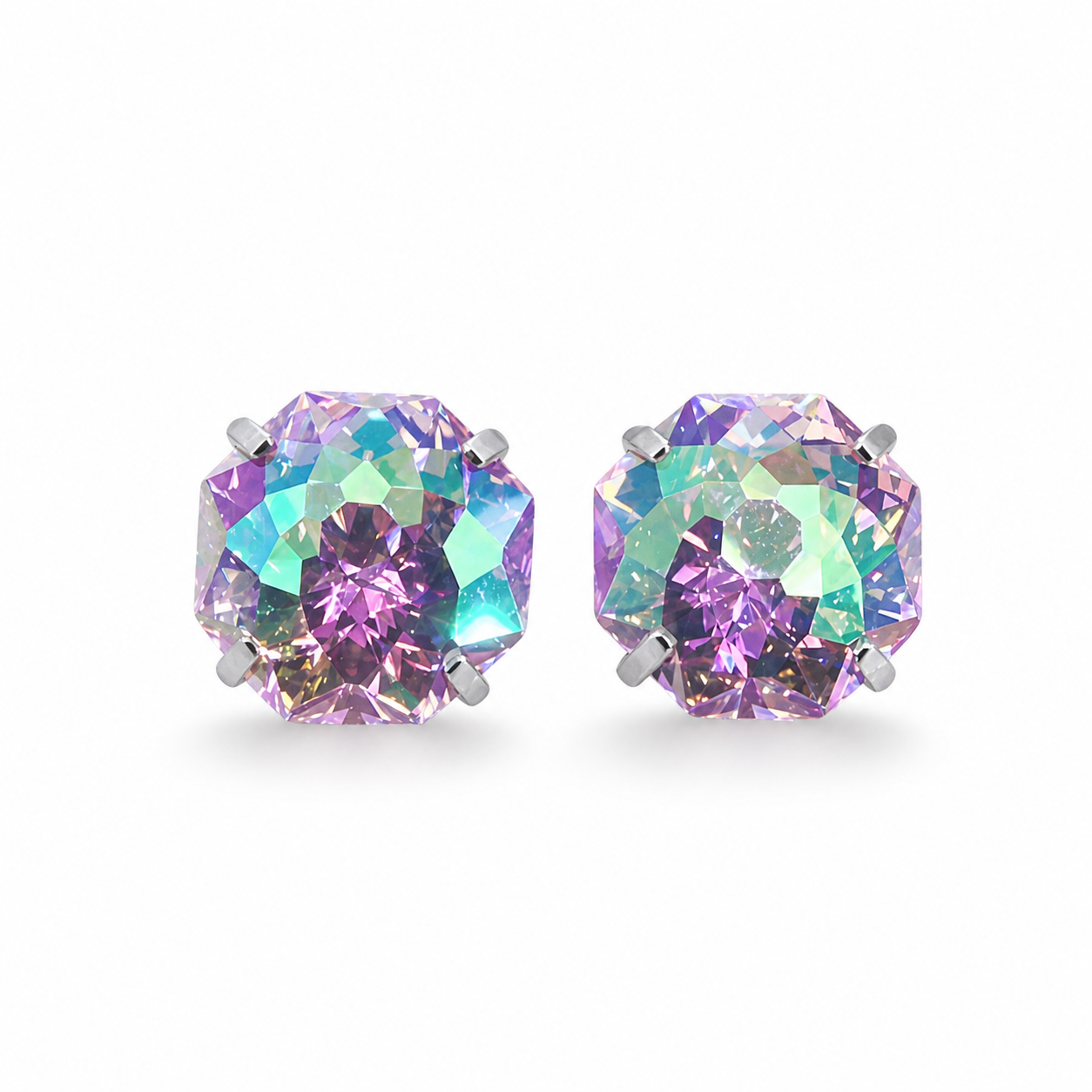 Lilac Glacier AB Firework-Cut Zircon Stud Earrings