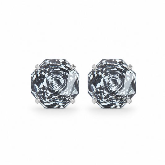Silver Grey Rose-Cut Zircon Stud Earrings