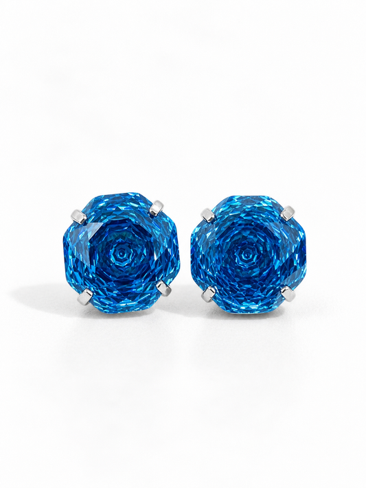 Capri Blue 8mm Rose-cut Zircon Stud Earrings